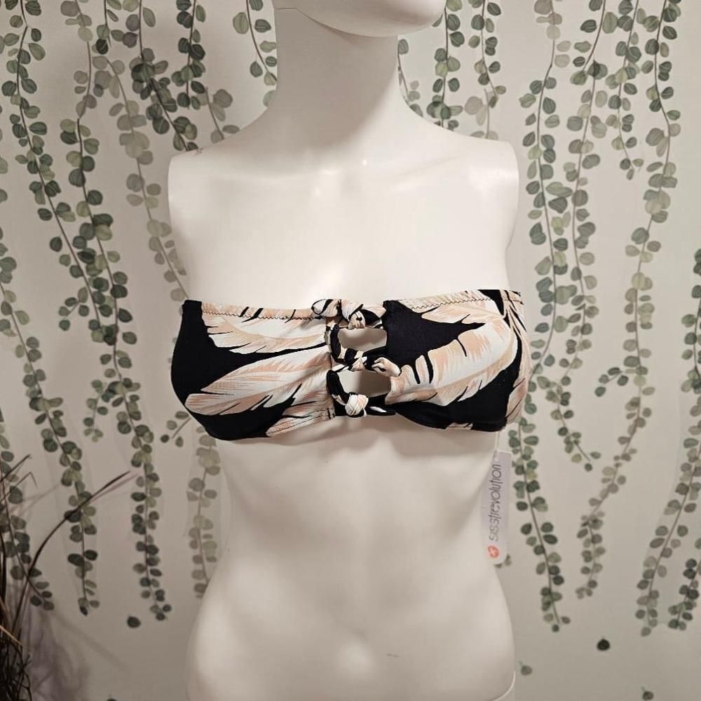 Sisstrevolution Black and White Bandeau Swimsuit Size M